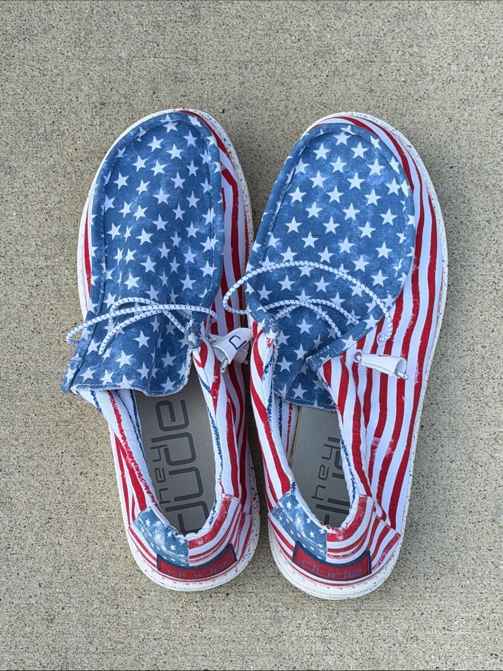 Men’s Patriotic Star & Stripe Slip-On Shoes - Blue & Red, never worn